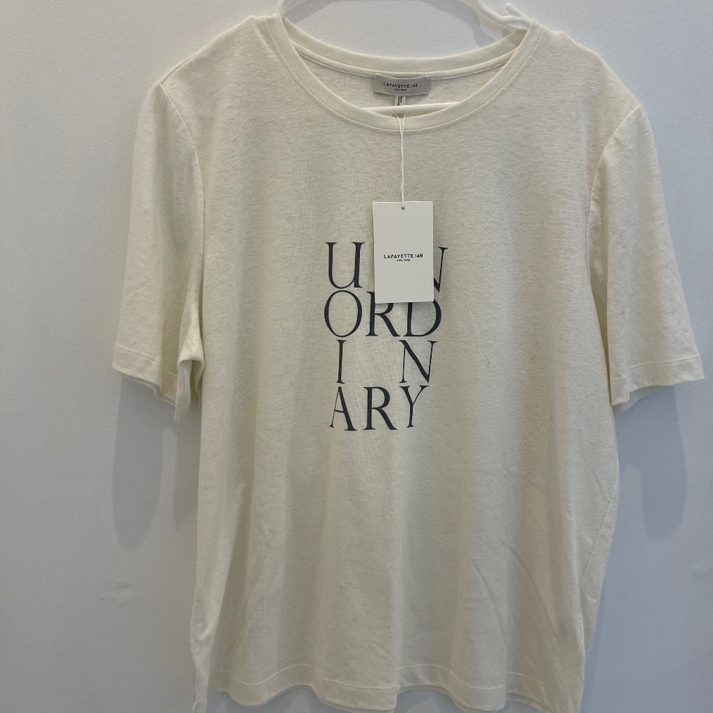LAFAYETTE 148 cream linen “UNORDINARY” tee XL NEW WITH TAGS!